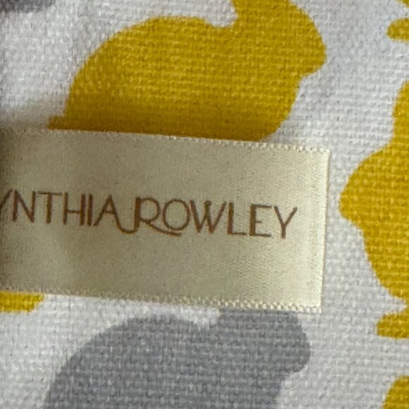 Cynthia Rowley Yellow & Gray Rabbit Print Table Runner Cotton 71" X 15" Spring - Picture 4 of 4